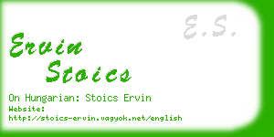 ervin stoics business card